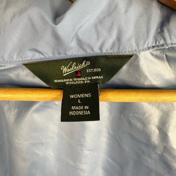 Woolrich Womens size Large Zip Up Windbreaker Jacket w/ Hood 15031 Sky Blue - Picture 8 of 11